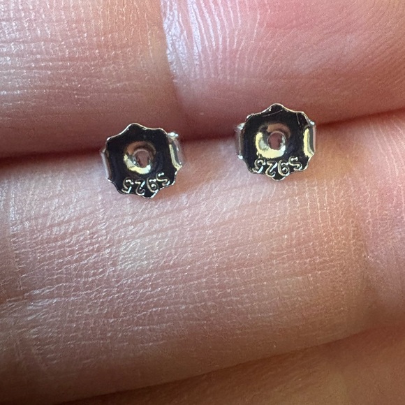 Solid Sterling Silver and Moissanite Clover Earrings - Picture 4 of 5